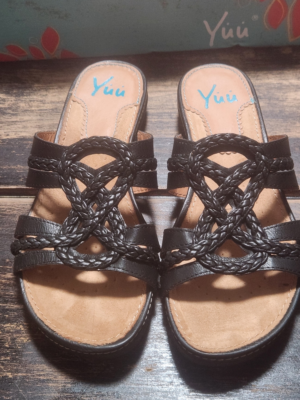 Yuu Women's Black Braided Slide Sandals